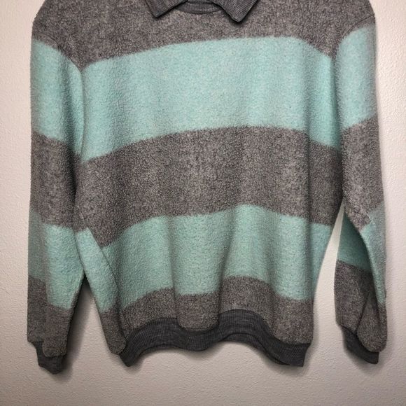 Vintage Randy Hall Fleece Rugby Stripe Pullover Sweatshirt L - Picture 3 of 5
